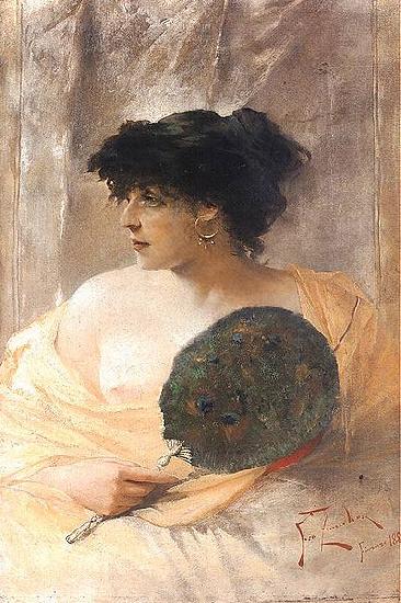 Franciszek zmurko Woman with a fan. oil painting image